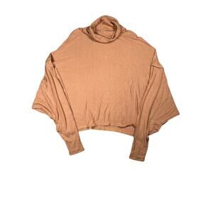 Free People We The Free Alameda Oversized Pullover Size S Top Ribbed Tan Brown